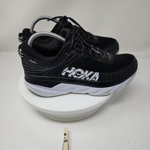 HOKA ONE ONE W Bondi 7 Women's Size 9.5 - Black White Running Shoes 1110519